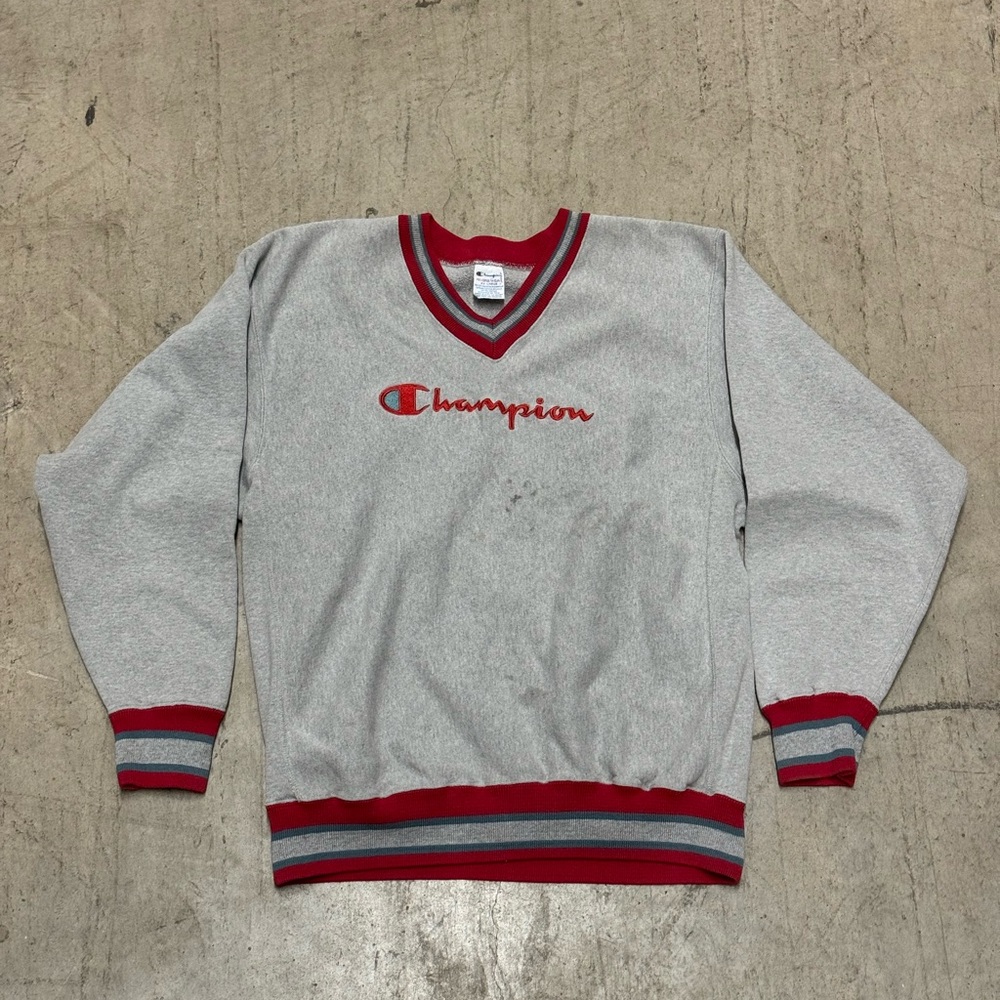 Vintage 90s Champion Reverse Weave Crewneck Sweatshirt Rayon Gray Spell Out XXL